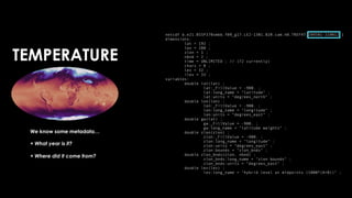 TEMPERATURE
We know some metadata…
+ What year is it?
+ Where did it come from?
 
