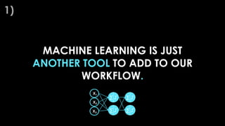 MACHINE LEARNING IS JUST
ANOTHER TOOL TO ADD TO OUR
WORKFLOW.
1)
 
