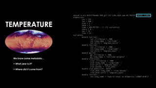 TEMPERATURE
We know some metadata…
+ What year is it?
+ Where did it come from?
 
