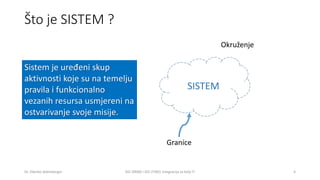 Što je SISTEM ?
Dr. Zdenko Adelsberger ISO 20000 i ISO 27001 integracija za bolji IT 4
Sistem je uređeni skup
aktivnosti k...