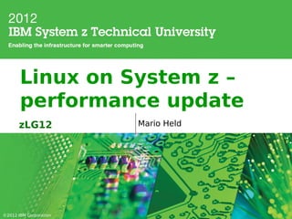 Linux on System z –
       performance update
      zLG12             Mario Held




©2012 IBM Corporation
 