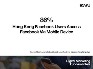 Digital Marketing
Fundamentals
86%
Hong Kong Facebook Users Access
Facebook Via Mobile Device
Source: http://www.marketing...