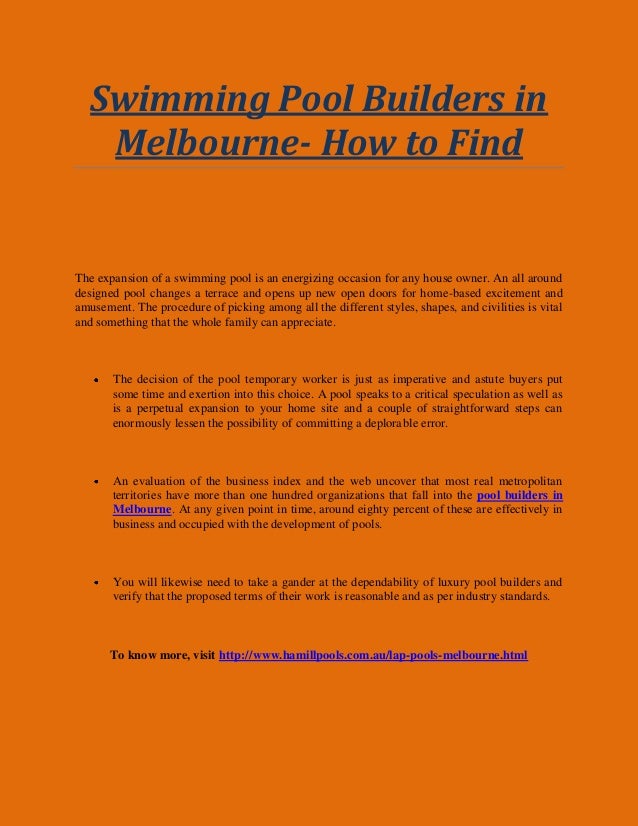 Swimming pool builders in melbourne how to find