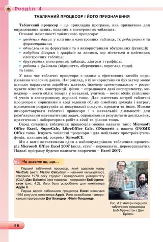 Ðîçäië 4
98
òà
-
-
-
-
.
-
.
Visi Calc
Apple -
 