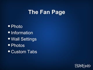 The Fan Page Photo Information Wall Settings Photos Custom Tabs  