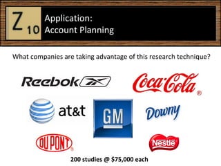 <ul><li>What companies are taking advantage of this research technique?  </li></ul>Application:  Account Planning  200 stu...
