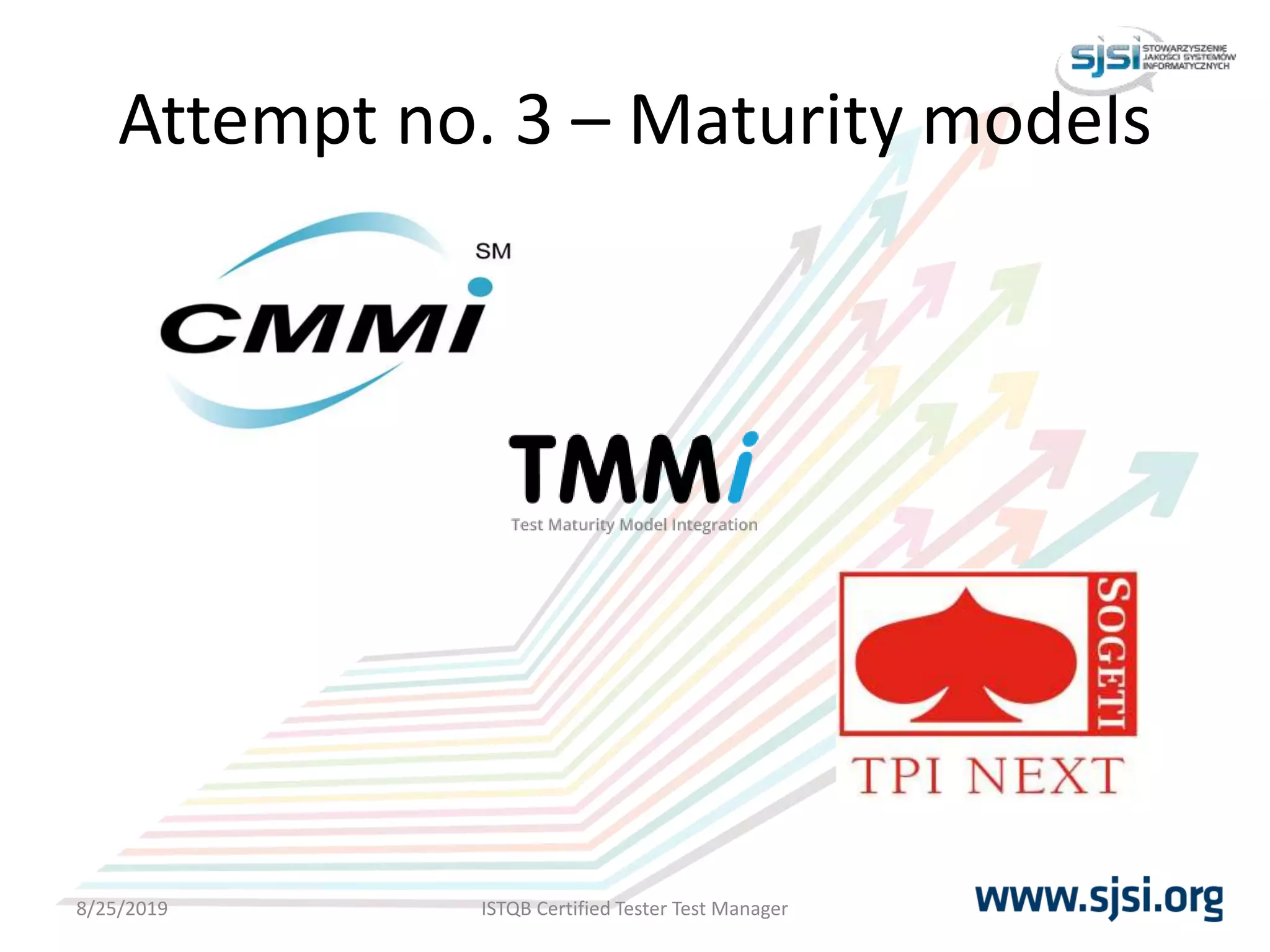Attempt no. 3 – Maturity models
8/25/2019 ISTQB Certified Tester Test Manager