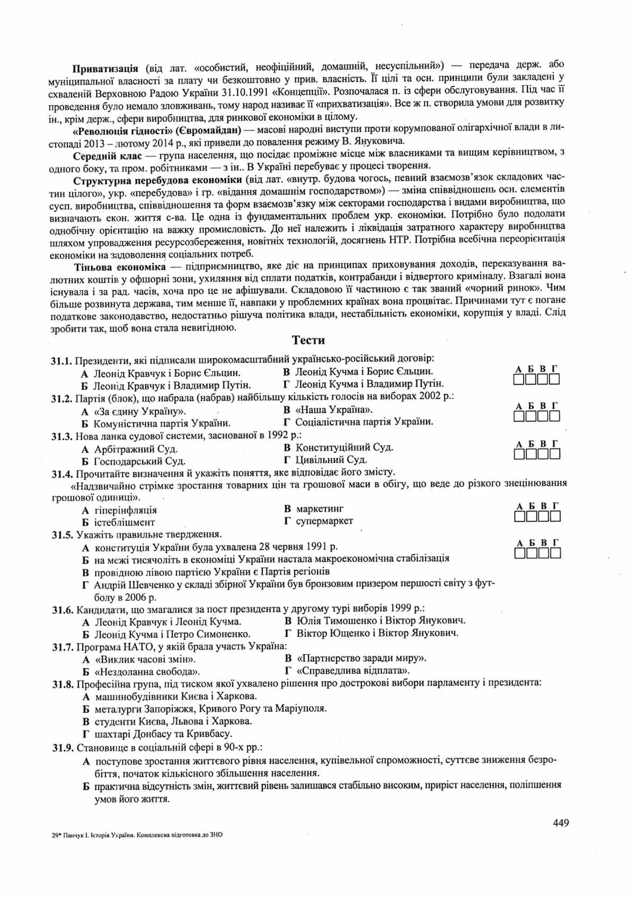 Панчук І. Історія України : комплексна підготовка до зовнішнього незалежного оцінювання / І. Панчук. — Тернопіль : Підручники і посібники, 201