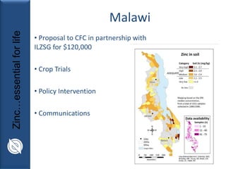 Malawi <ul><ul><li>Proposal to CFC in partnership with ILZSG for $120,000 </li></ul></ul><ul><ul><li>Crop Trials </li></ul...