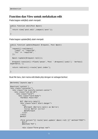 Belajar membuat modul crud di laravel 5 | PDF