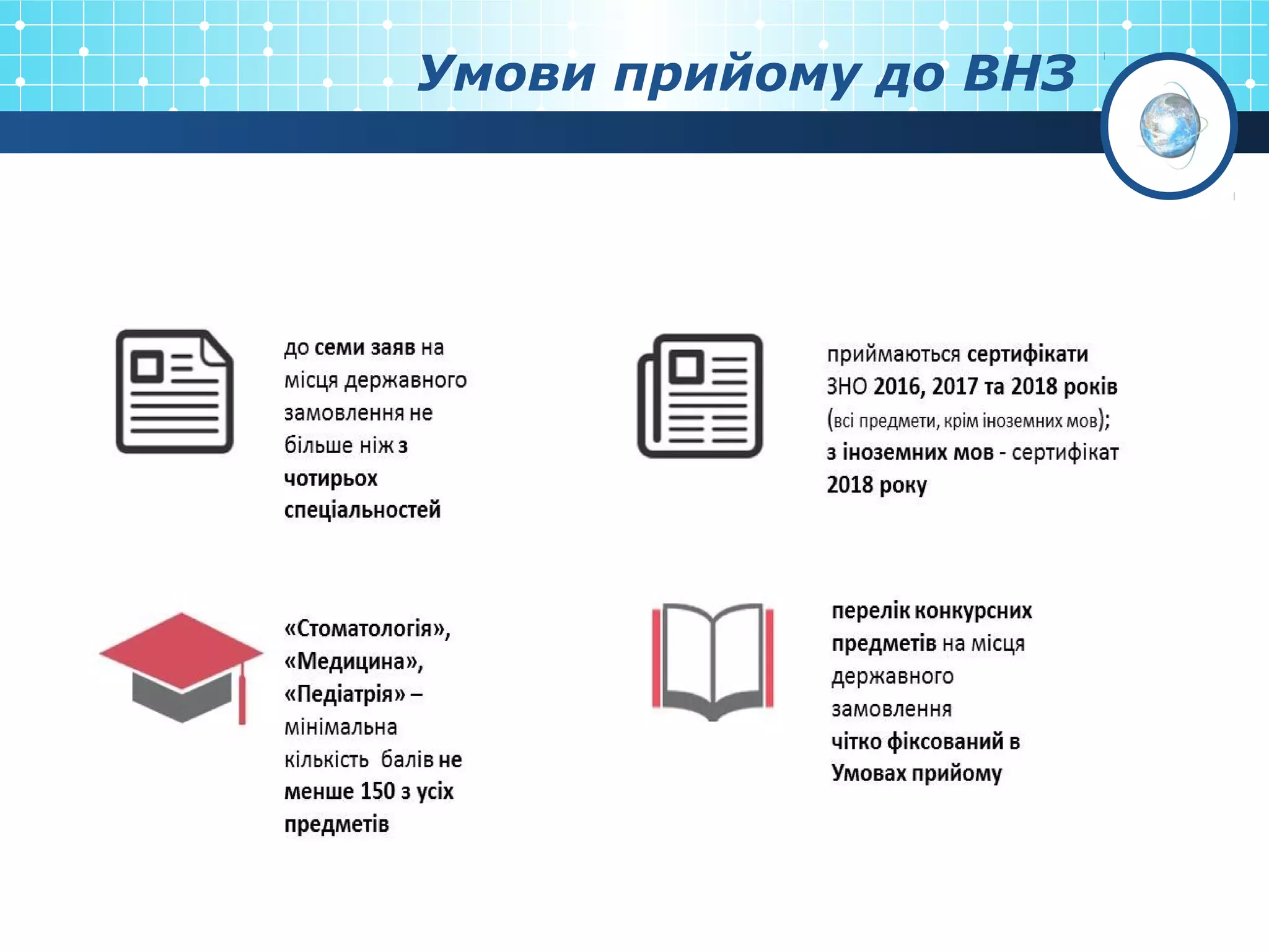 Умови прийому до ВНЗ
 