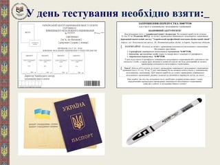 У день тестування необхідно взяти:
 