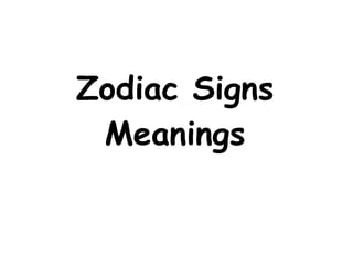 Zodiac Signs Meanings 