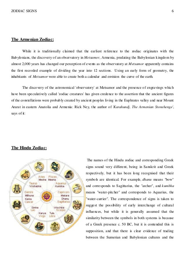 zodiac signs reserch