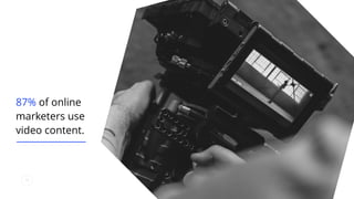 17
87% of online
marketers use
video content.
 