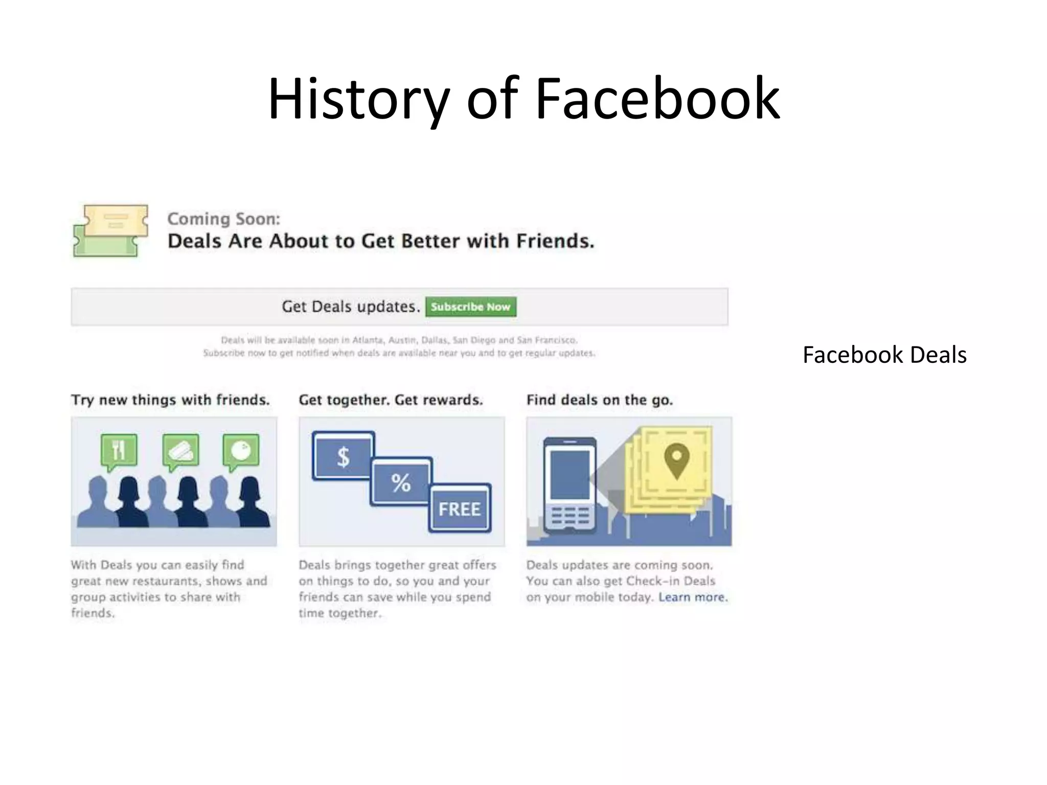 History of Facebook


                      Facebook Deals
 