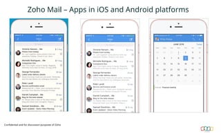 Zoho Mail – Apps in iOS and Android platforms
Confidential and for discussion purposes of Zoho
 