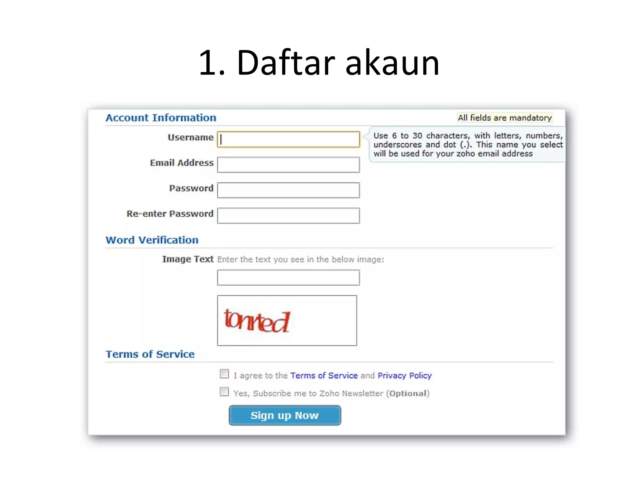 1. Daftar akaun 