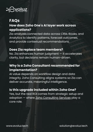 Zoho One’s AI Layer Integrating Zia Across CRM, Books, and Analytics in ...