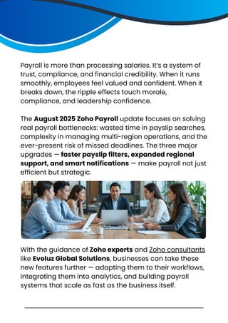 Zoho Payroll August 2025: Update Faster Payslip Filters, Regional ...