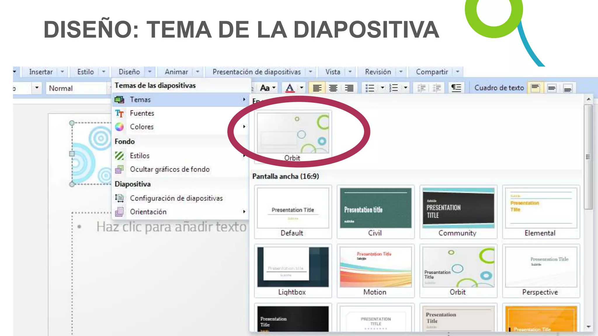 DISEÑO: TEMA DE LA DIAPOSITIVA