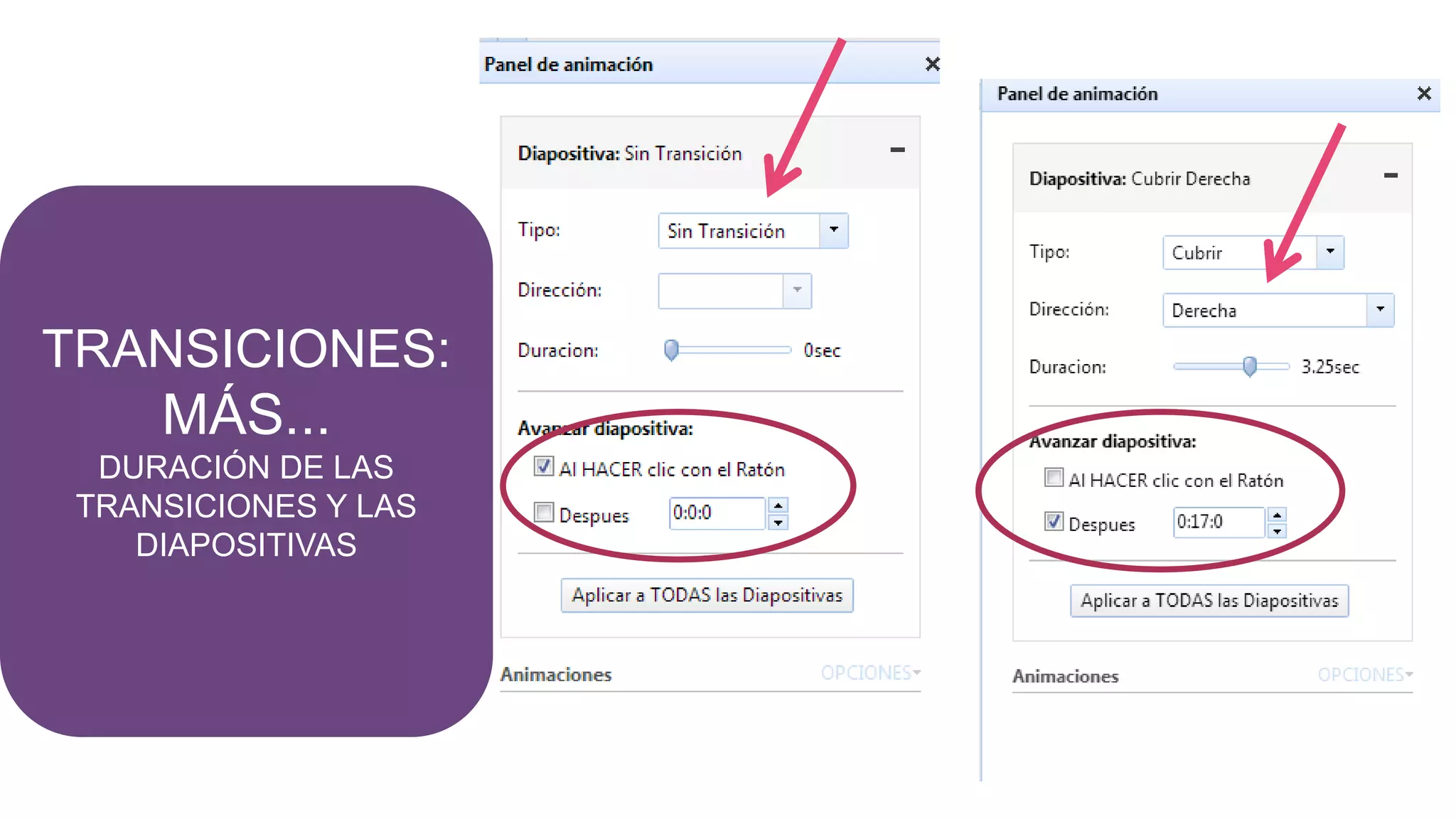 TRANSICIONES:
MÁS...
DURACIÓN DE LAS
TRANSICIONES Y LAS
DIAPOSITIVAS