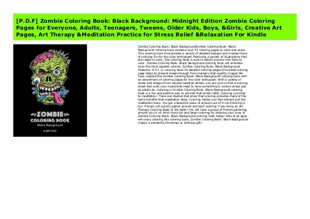 Download P D F Zombie Coloring Book Black Background Midnight Edition Zomb