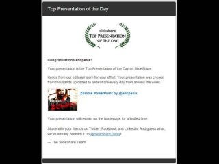 Congratulations ericpesik! Your presentation is the Top Presentation of the Day on SlideShare. Kudos from our editorial team for
your effort. Your presentation was chosen from thousands uploaded to SlideShare every day from around the world.
 