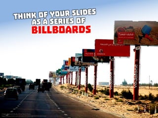 Think of you slides as a series of billboards
 