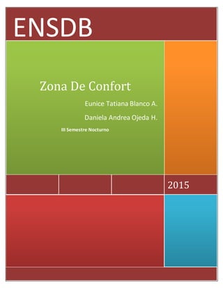 2015
Zona De Confort
Eunice Tatiana Blanco A.
Daniela Andrea Ojeda H.
III Semestre Nocturno
ENSDB
 