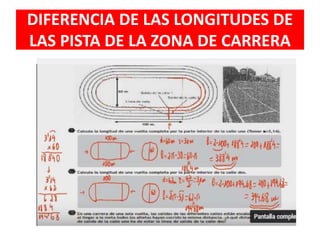 DIFERENCIA DE LAS LONGITUDES DE
LAS PISTA DE LA ZONA DE CARRERA
 