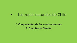 • Las zonas naturales de Chile
1. Componentes de las zonas naturales
2. Zona Norte Grande
 