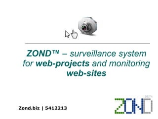 ZOND™  – surveillance system for  web-projects  and monitoring  web-sites Zond.biz | 5412213 