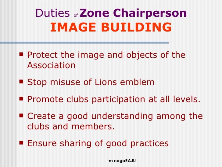 Zone Chairman Duties