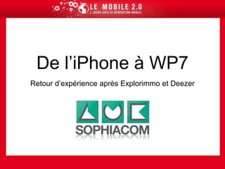 Installation du SDKLa dernière version Qt 1.1 beta estdisponibleici :http://labs.qt.nokia.com/2011/03/01/qt-sdk-1-1-beta-released/Qt 4.7.2Qt Mobility 1.1.1Installation en un clic :Outils de développement (Qt Creator, UI Designer, Qt Linguist, compilateurs, etc)DocumentationExemples de codeDisponiblesurdifférentes stations de travail (Windows, Mac et Linux)