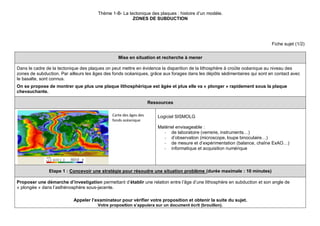 Thème 1-B- La tectonique des plaques : histoire d’un modèle.
ZONES DE SUBDUCTION
Fiche sujet (1/2)
Mise en situation et re...