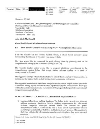 Toronto Zoning Bylaw - Toronto Cyclists Union Amendment Submission