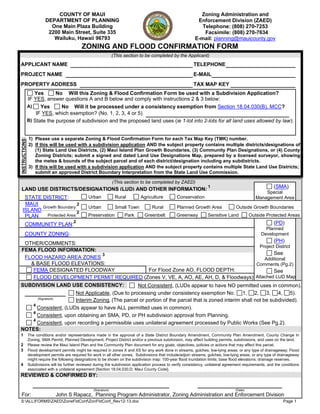 Maui County Zoning & flood confirmation request form | PDF