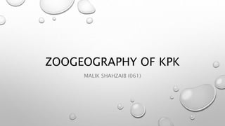 ZOOGEOGRAPHY OF KPK
MALIK SHAHZAIB (061)
 
