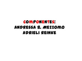 Componentes:Andressa B. MezzomoAdrieliReinke