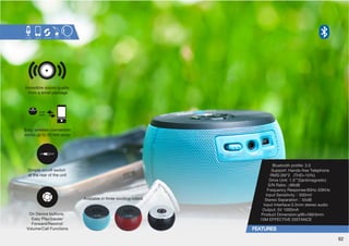 0UJYLKPISLZVUKXHSP[` 
from a small package 
,HZ`^PYLSLZZJVUULJ[PVU 
works up to 30 feet away 
Simple on/off switch 
at the rear of the unit 
On Device buttons, 
,HZ`7SH`WHZL 
Forward/Rewind/ 
Volume/Call Functions 
)SL[VV[OWYVÄSL! 
:WWVY[!/HUKZMYLL;LSLWOVUL° 
94:!°°;/+$ 