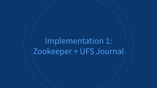 ALLUXIO 20
Implementation 1:
Zookeeper + UFS Journal
 
