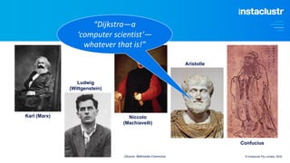 © Instaclustr Pty Limited, 2022
Karl (Marx)
Ludwig
(Wittgenstein)
Niccolo
(Machiavelli)
Aristotle
Confucius
“Dijkstra—a
‘computer scientist’—
whatever that is!”
(Source: Wikimedia Commons)
 