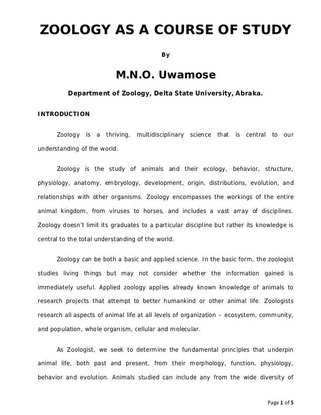 Zoology as a course of study by uwamose martins