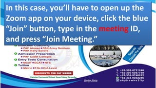 In this case, you’ll have to open up the
Zoom app on your device, click the blue
“Join” button, type in the meeting ID,
and press “Join Meeting.”
 