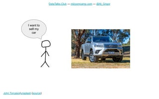 DataTalks.Club — mlzoomcamp.com — @Al_Grigor
John Torcasio/unsplash (source)
I want to
sell my
car
 