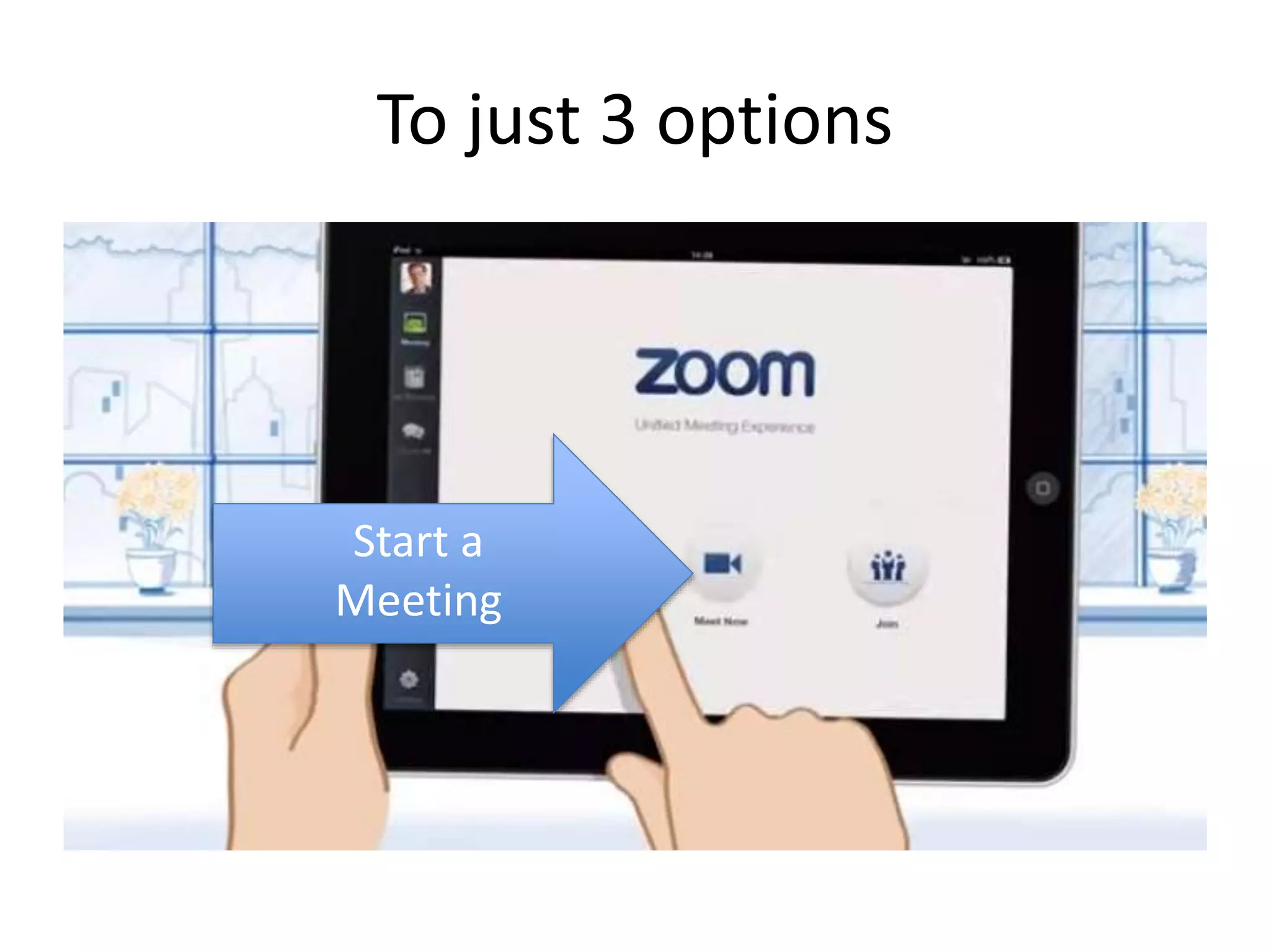 To just 3 options 
Start a 
Meeting 
 