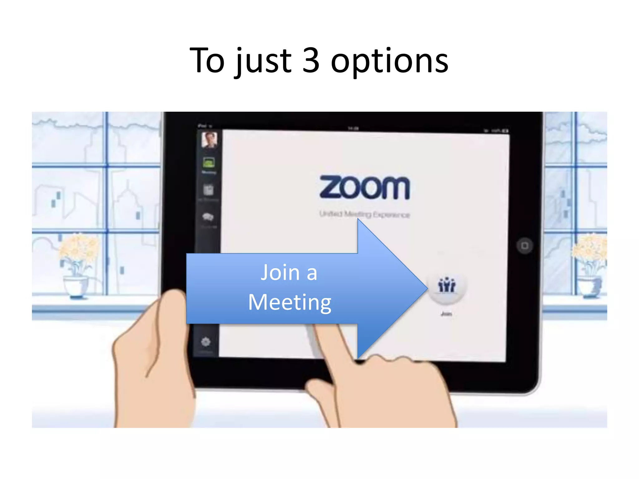 To just 3 options 
Join a 
Meeting 
 