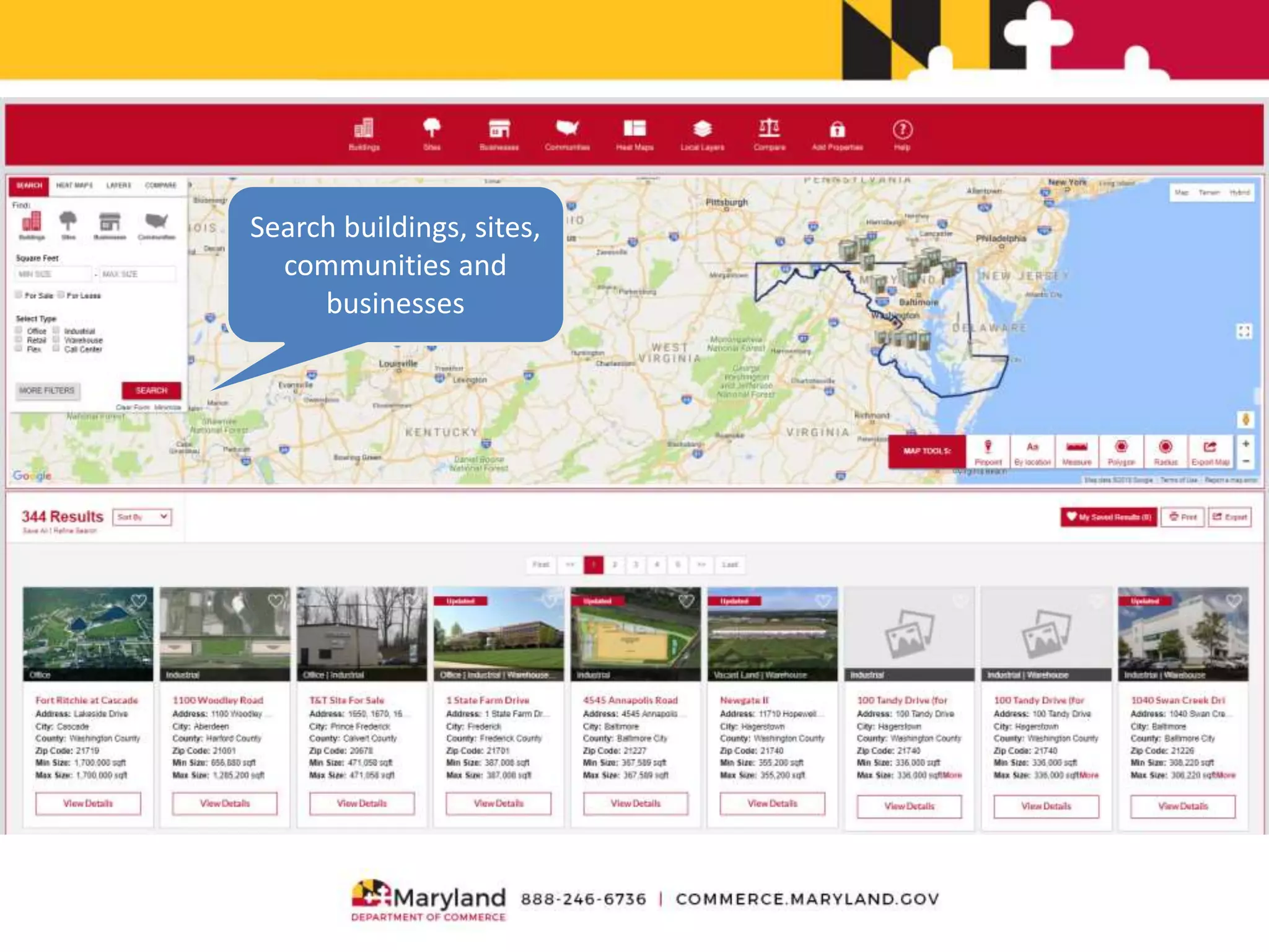 Search buildings, sites,
communities and
businesses
 