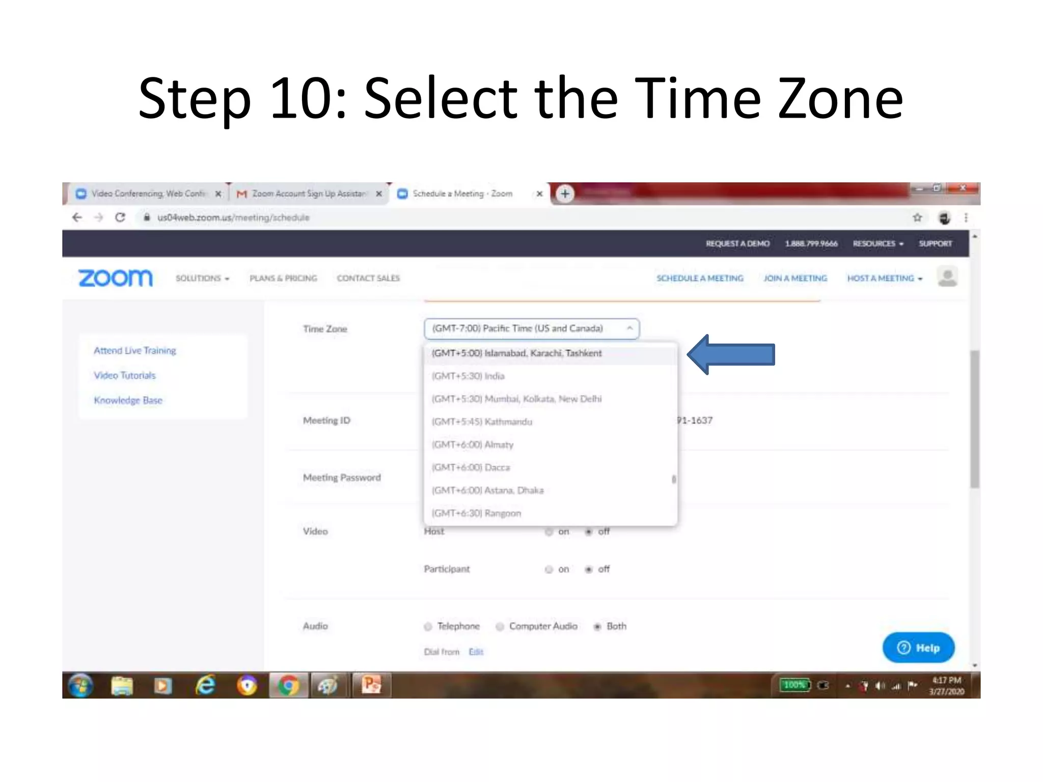 Step 10: Select the Time Zone
 